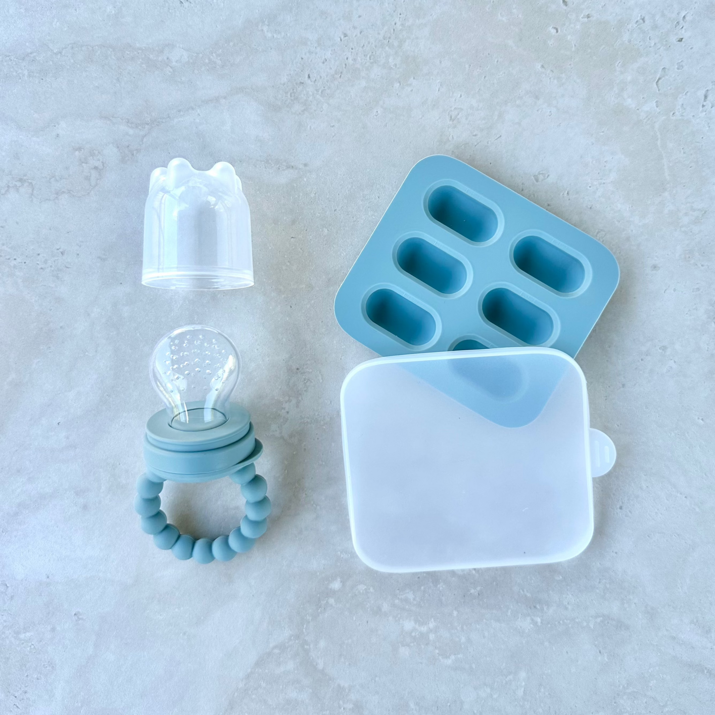 Silicone Feeder + Freezer Tray Set