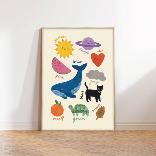 Colours Educational Print - Kids Wall Art Learning Decor : A3