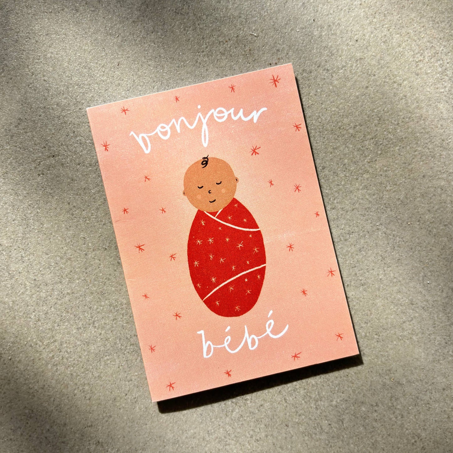 Bonjour Bebe Pink Mini Card - New Baby Cute Shower Greeting