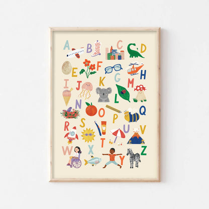 Alphabet Print - Modern Educational Kid's Wall Art: A3