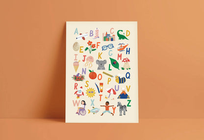 Alphabet Print - Modern Educational Kid's Wall Art: A3